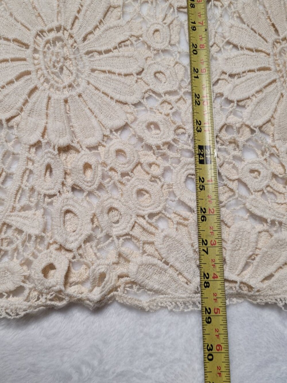 Crochet Top Womens Large Ivory Sheer Floral Romantic Boho Fairy Cottagecore - Picture 6 of 8